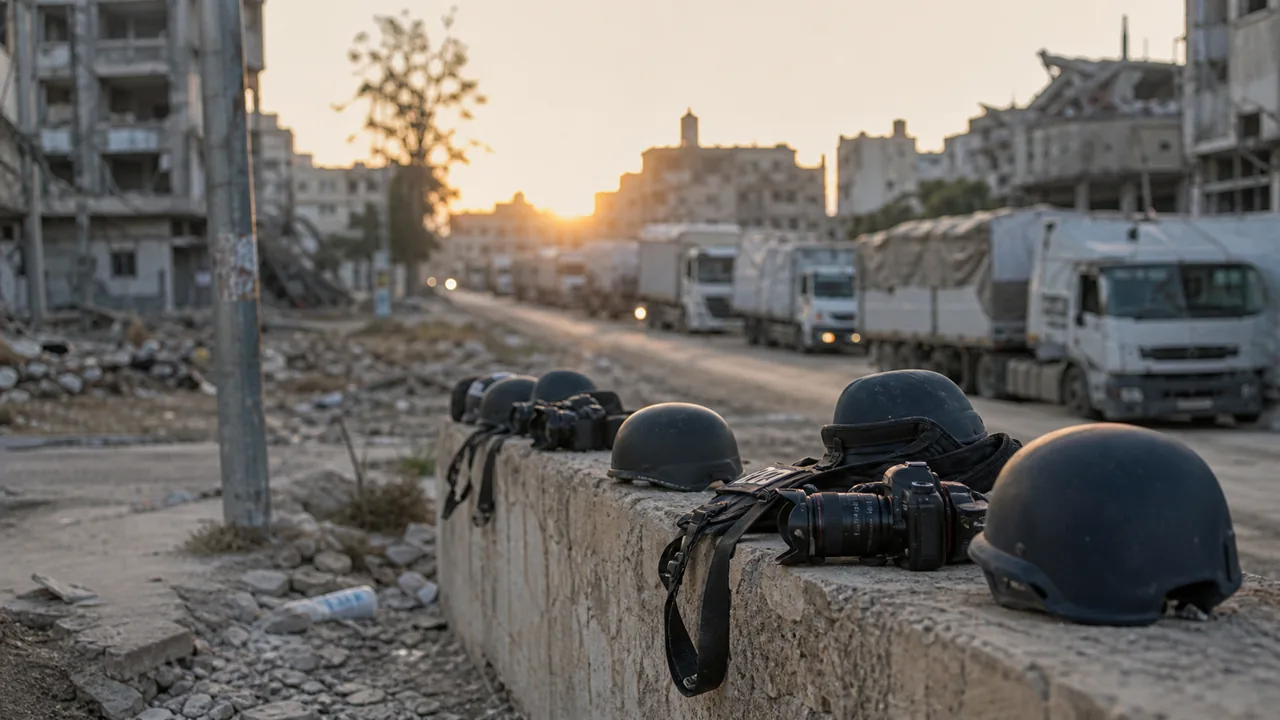 AI-foto van een Europese defensievergadering met dossiers en vertaalheadsets als beeld bij NAVO-top, veiligheid en militaire planning.